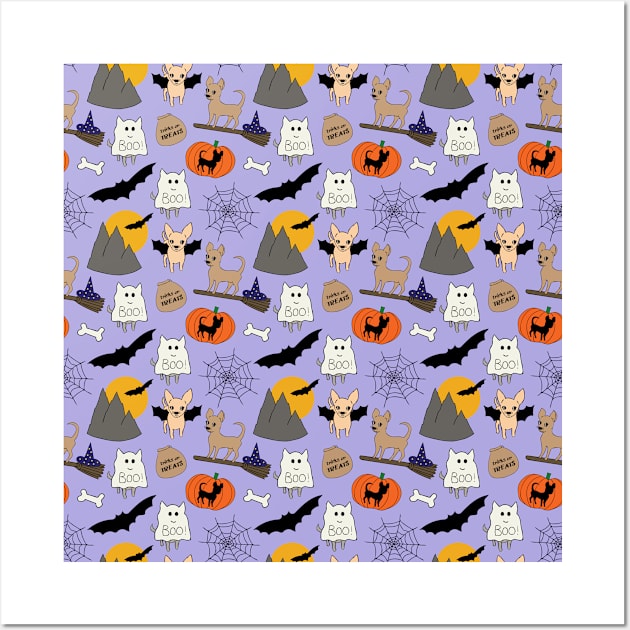 Halloween chihuahuas - lilac Wall Art by bettyretro